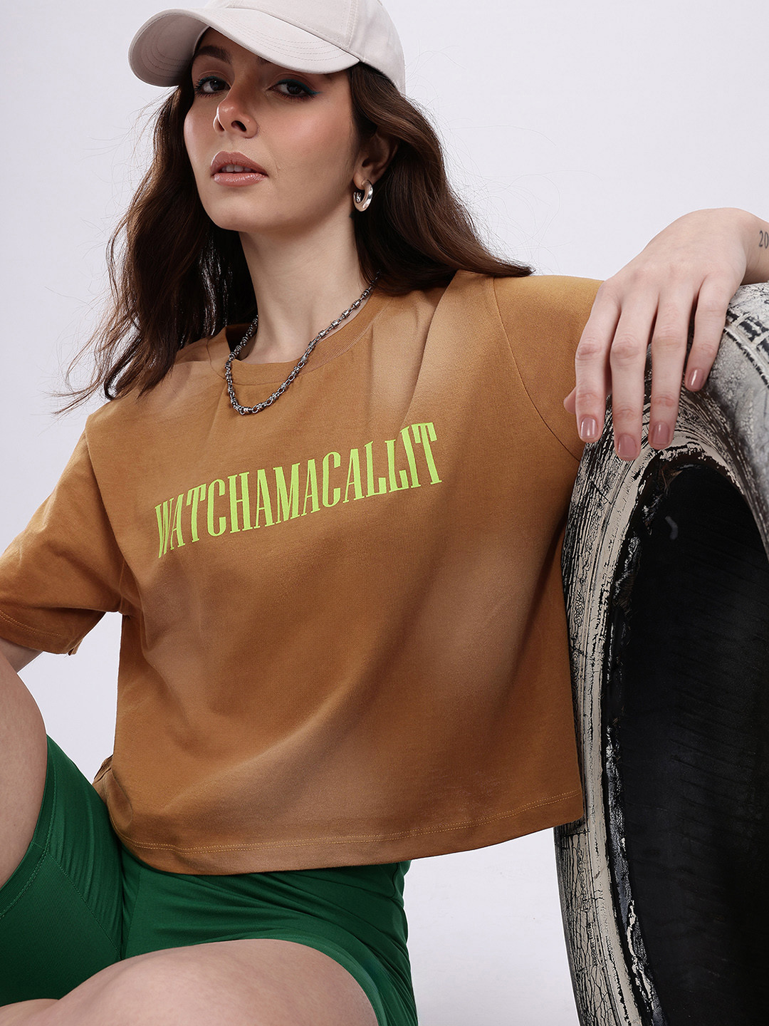 Kook N Keech Typography Print Faded Effect Oversized Boxy T-shirt