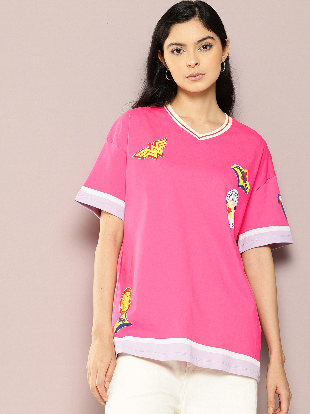 Kook N Keech Wonder Woman Printed Oversized Pure Cotton T-shirt