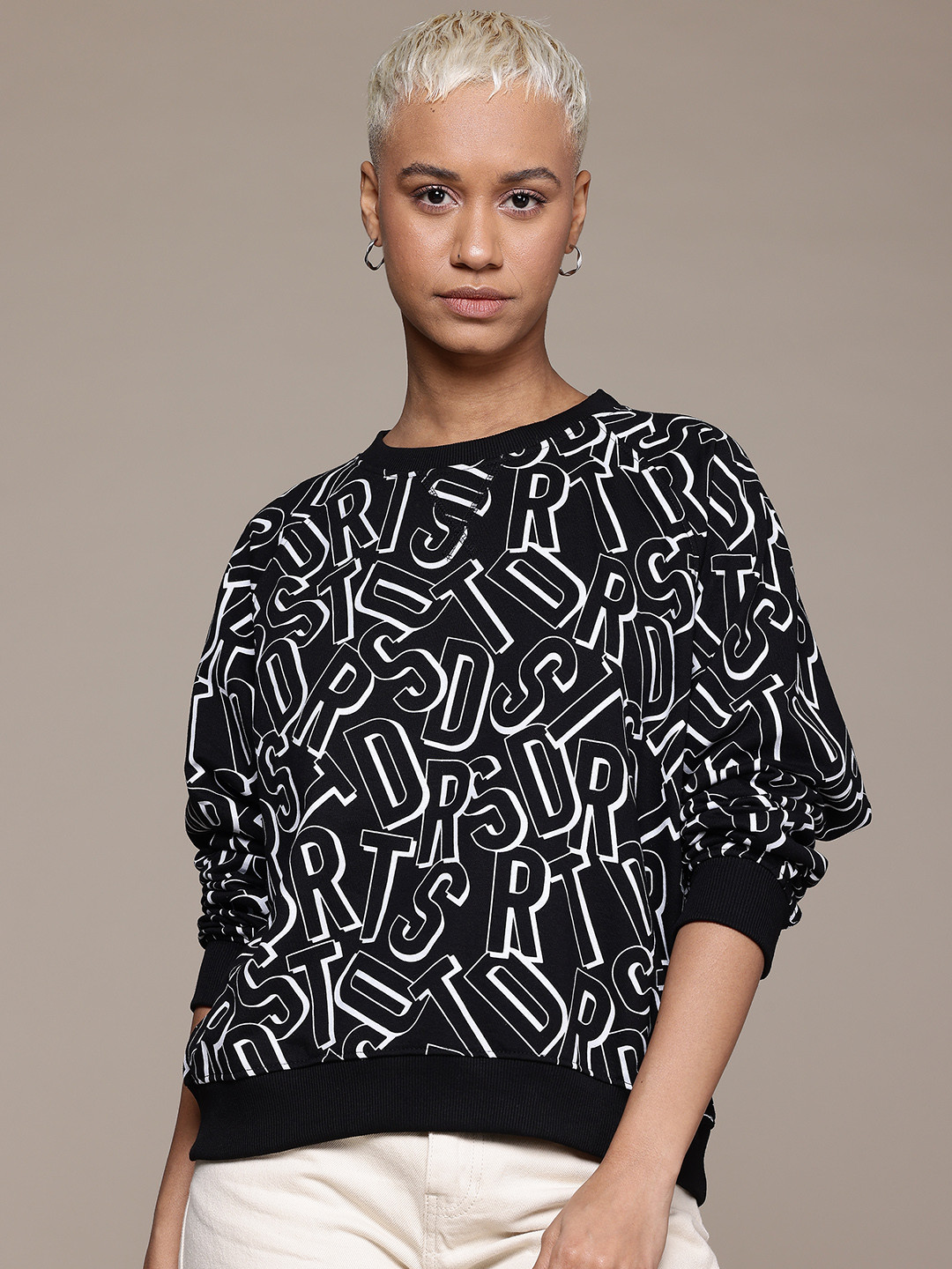 The Roadster Lifestyle Co. Printed Raglan Sleeve Sweatshirt