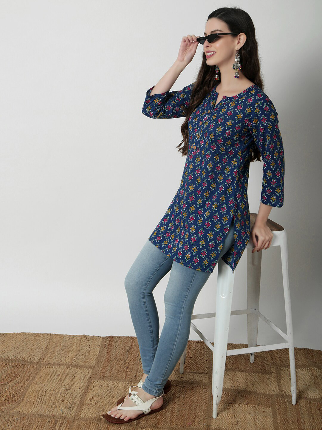 JANAKDULARI CREATION Floral Print Cotton Top