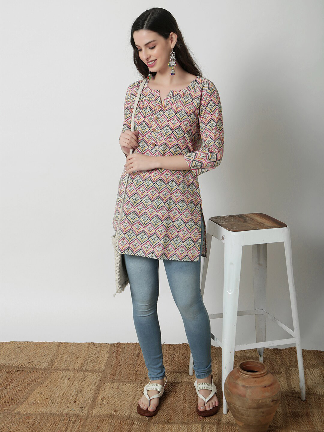 JANAKDULARI CREATION Floral Print Cotton Top