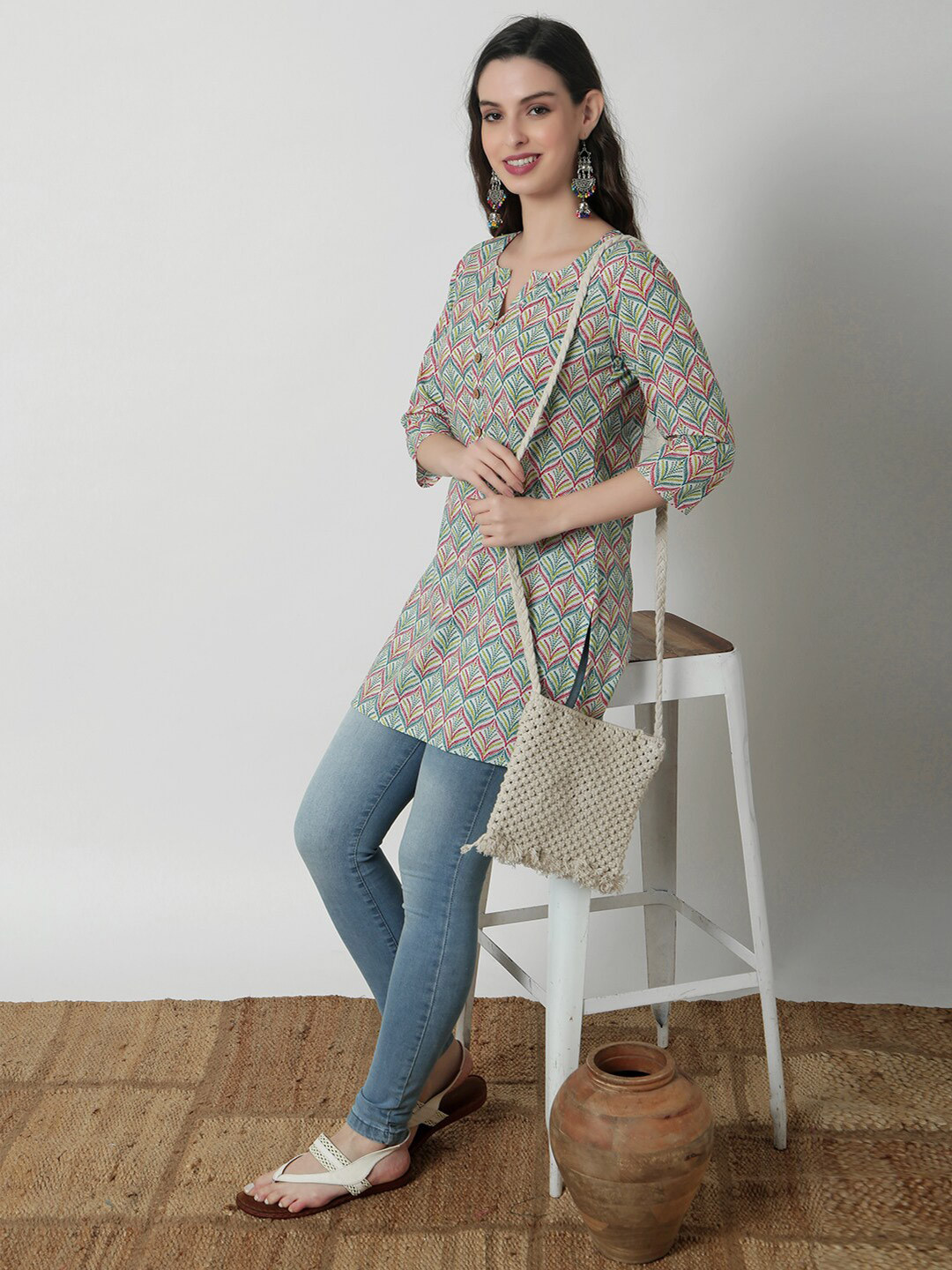 JANAKDULARI CREATION Floral Print Cotton Top