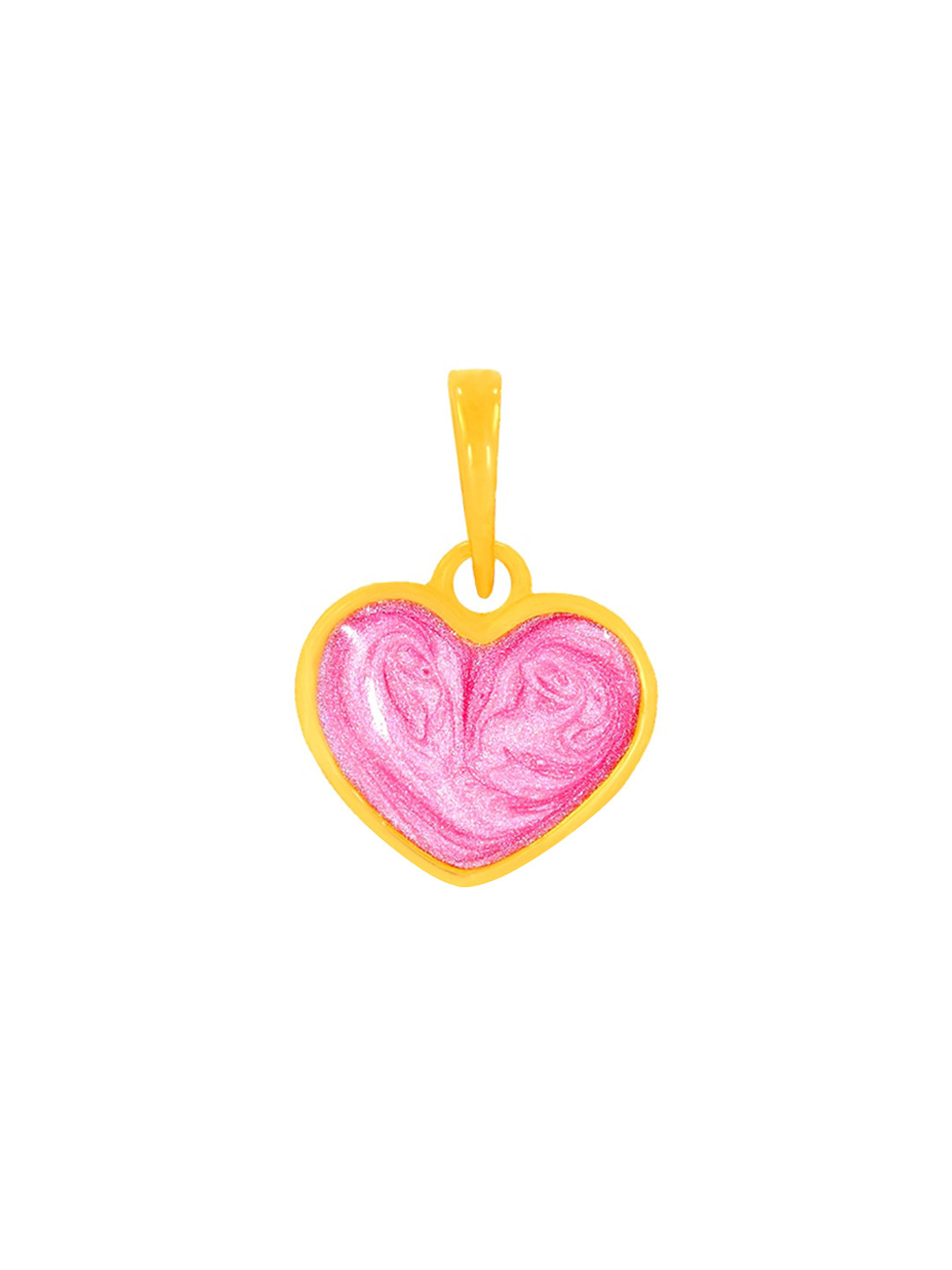 BHIMA 22K BIS Hallmark (916) Yellow Gold Pink Heart Casual Pendant For Kids