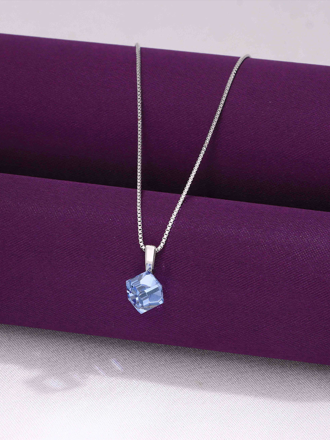 KAI JEWEL 92.5 Sterling Silver Rhodium-Plated Crystal Studded Necklace With Pendant