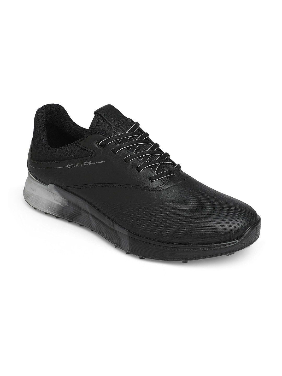 ECCO Men S-Three Black Leather Extra Wide Golf Shoes