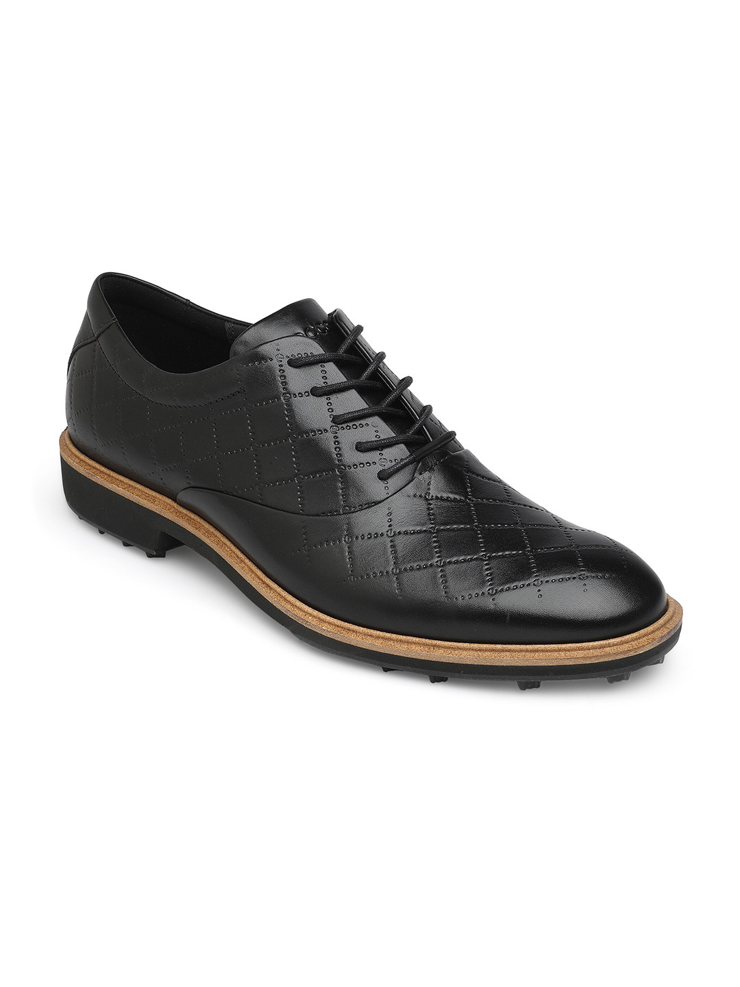 ECCO Mens Classic Hybrid Black Leather Regular Golf Shoes