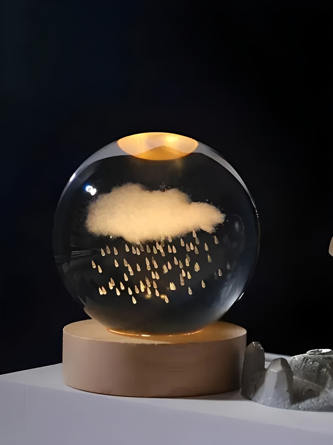 Geekmonkey Beige Glass Spherical Table Lamp