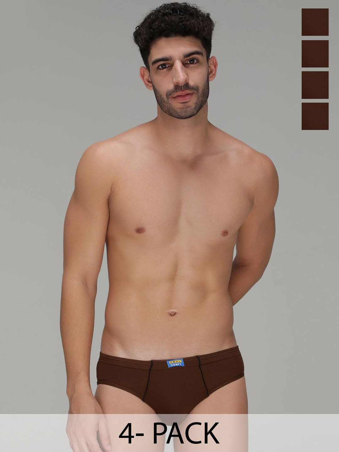 AMUL COMFY Pack Of 4 Pure Cotton Ultra-Soft Basic Briefs AC-CBRIIE-LB-4XL-4PC