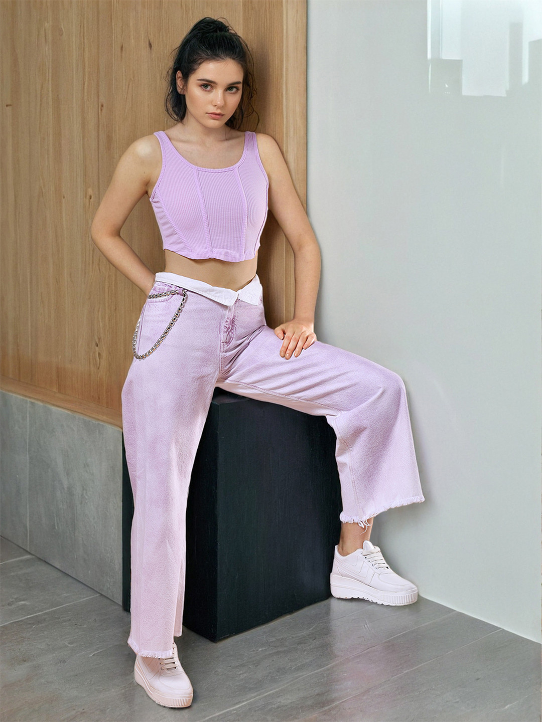 Freehand by The Indian Garage Co Women Striped Corset Crop Top