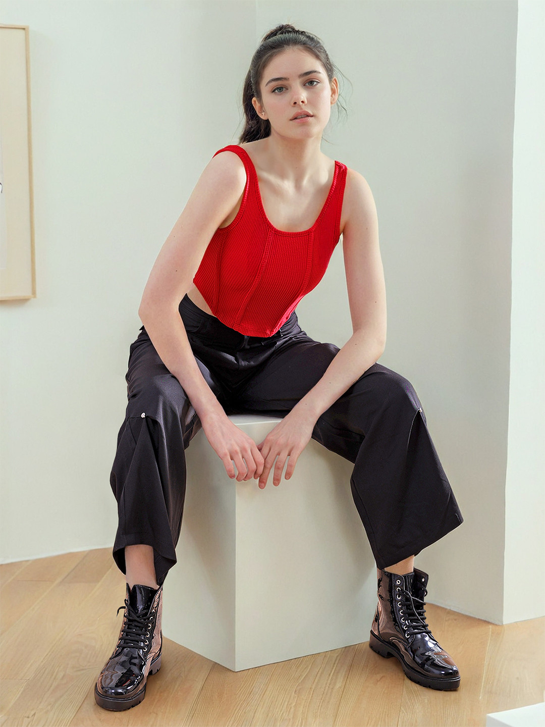 Freehand by The Indian Garage Co Women Corset Crop Top