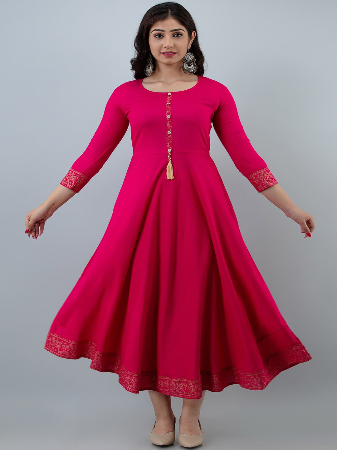 PEARL IND Round Neck Anarkali Kurta
