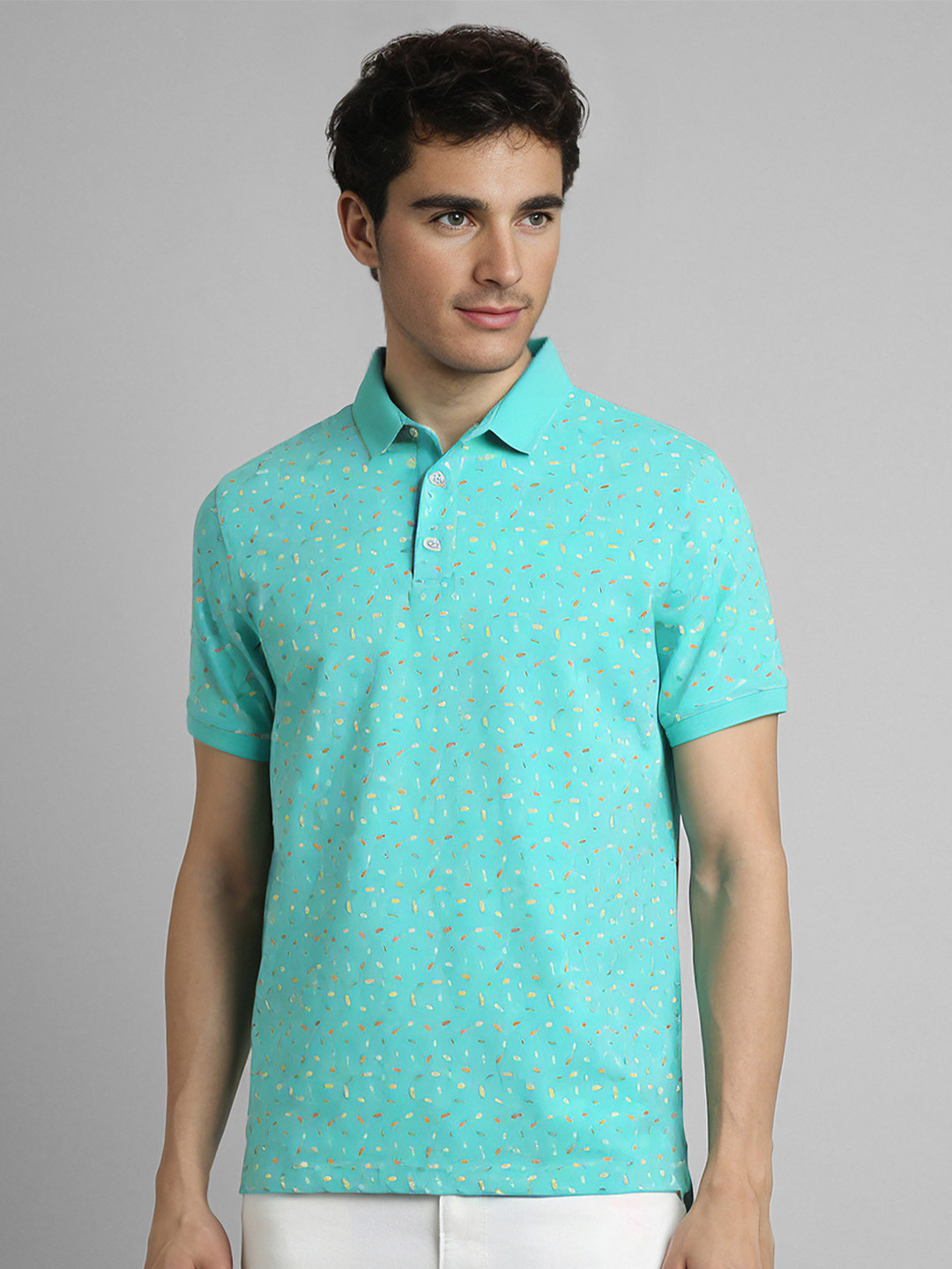 SIMON CARTER LONDON Geometric Printed Polo Collar Slim Fit T-shirt