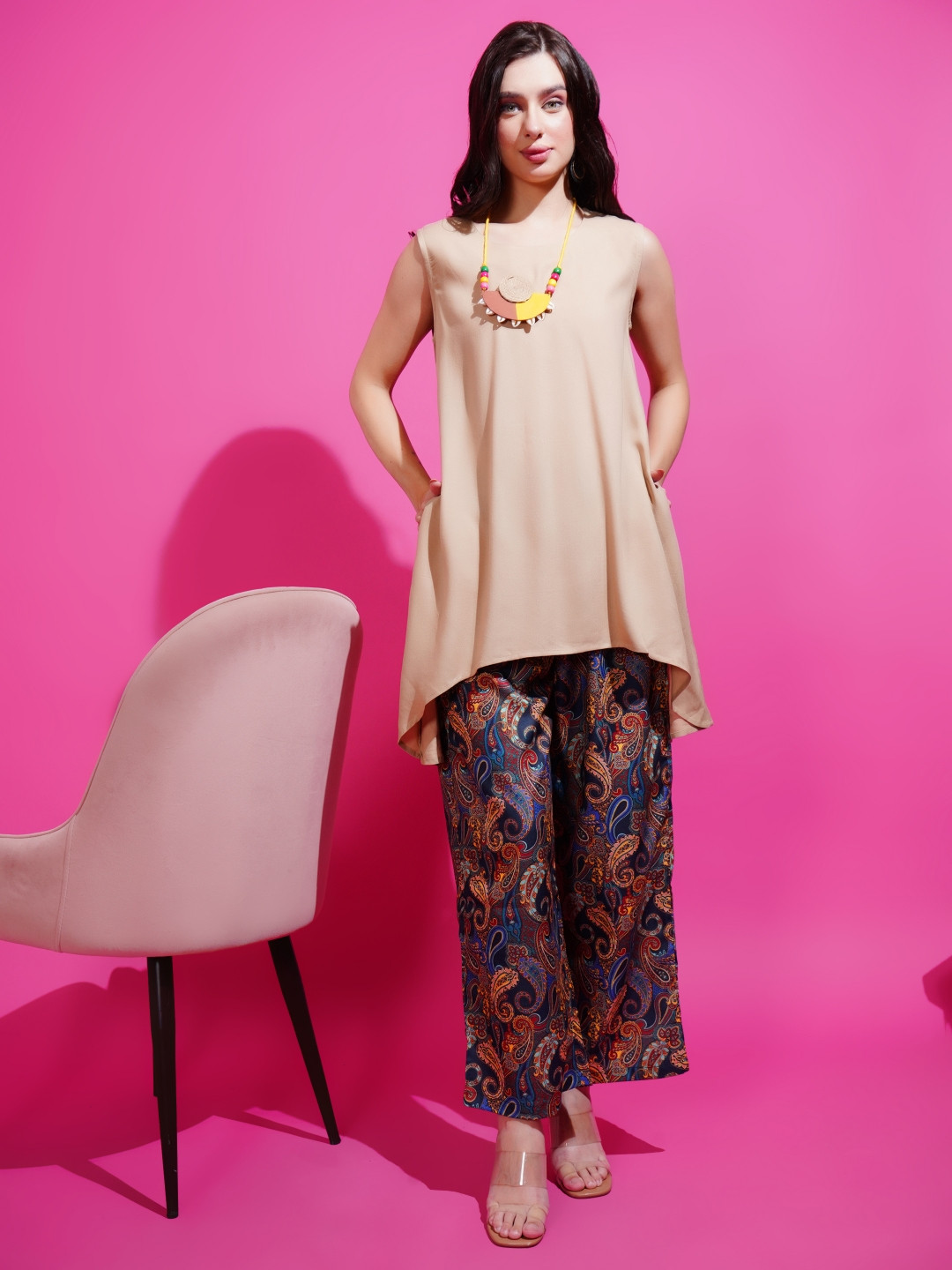 Boholyfe Round-Neck Sleeveless Top And Trouser Co-Ords