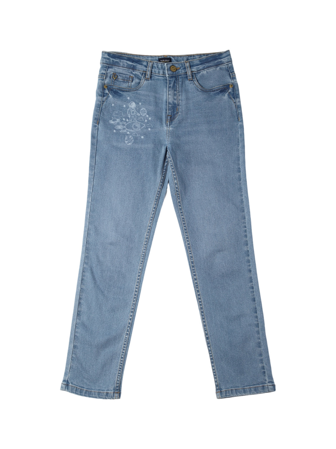 Allen Solly Junior Boys Skinny Fit Mid-Rise Clean Look Printed Stretchable Jeans