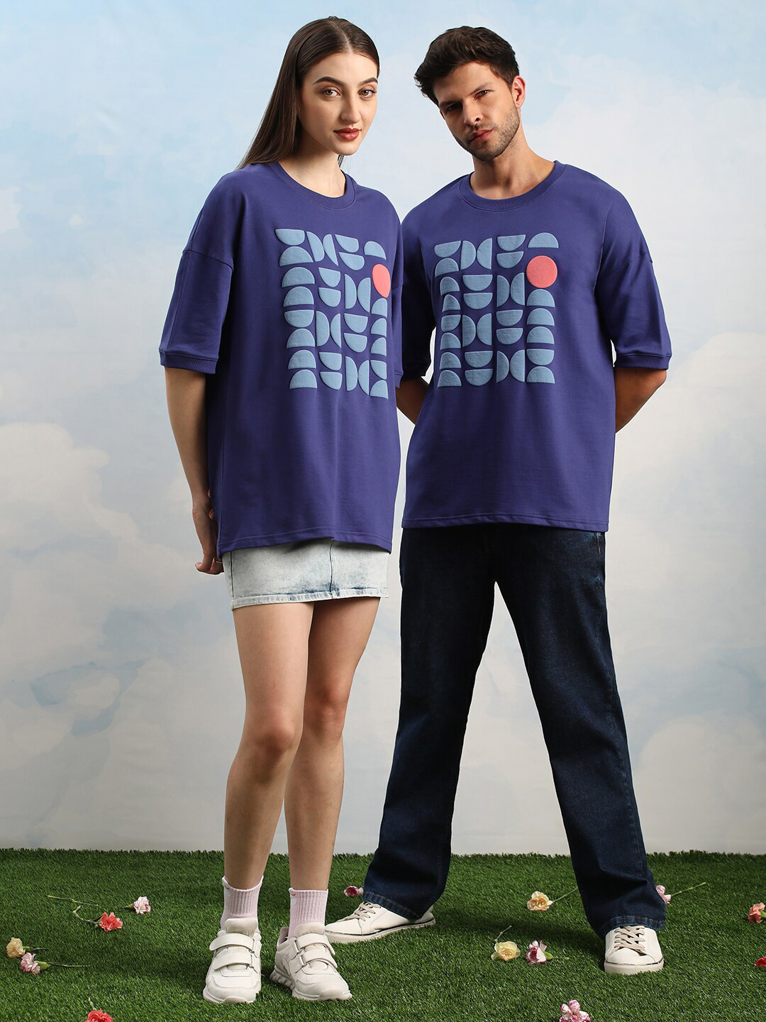 Dillinger Unisex Drop Shoulder Embossed Terry Cotton Oversized T Shirt