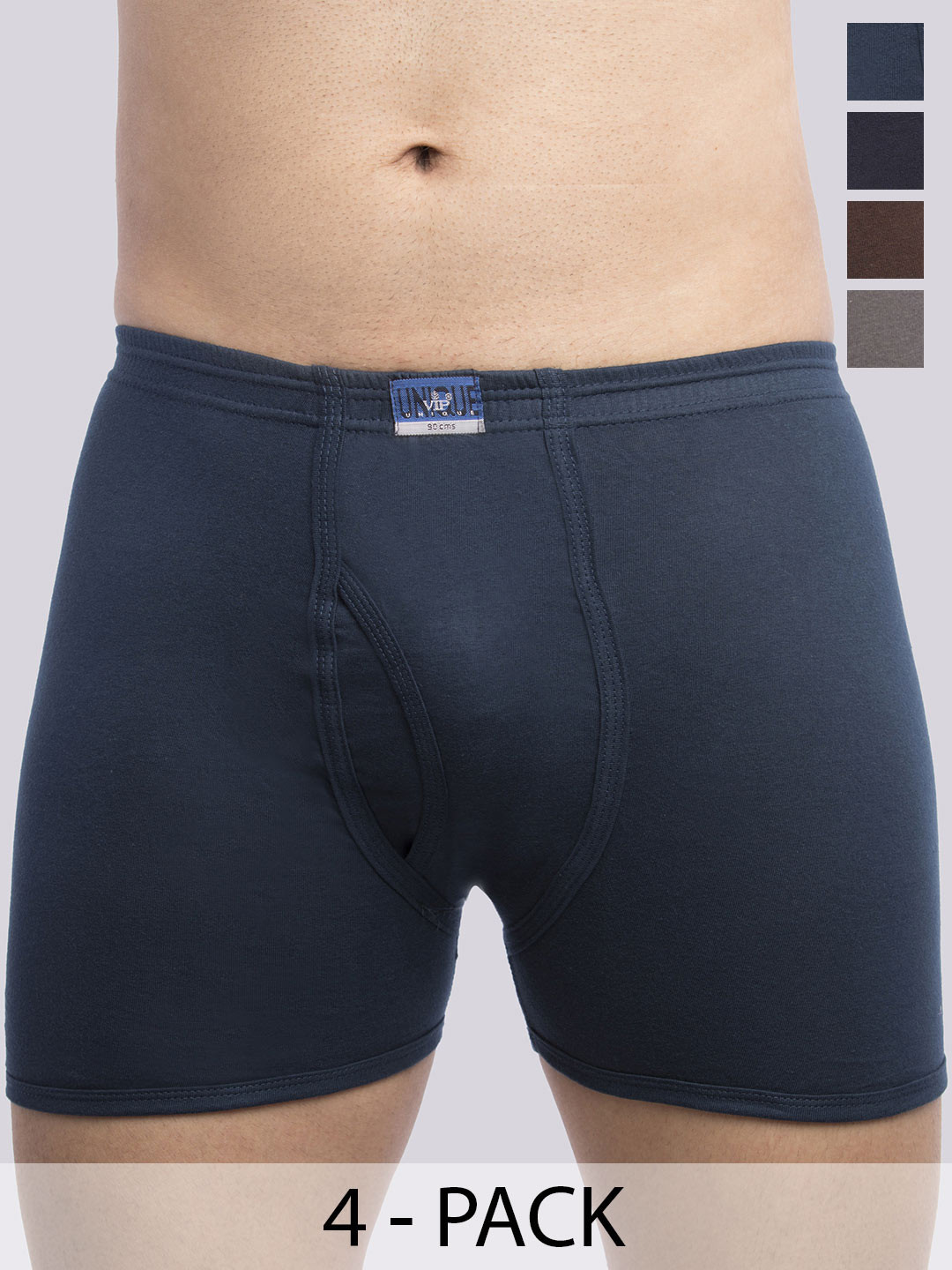 VIP Pack Of 4 Assorted Pure Cotton  Snug Fit Trunks- VP-MI-TR-UNICL-10P-PO4-80