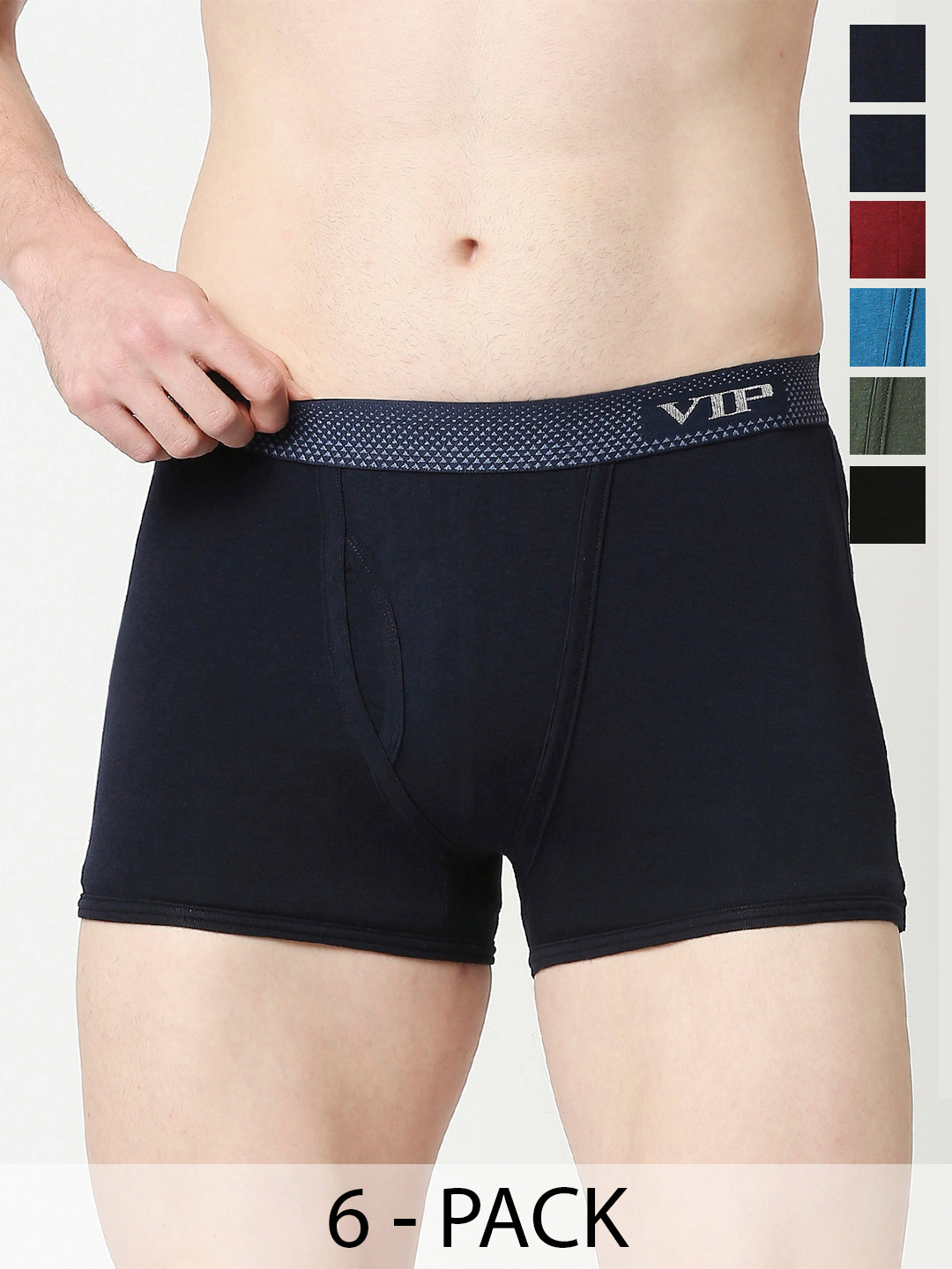 VIP Men Pack Of 6 Assorted Snug Fit Trunks- VP-MI-TR-SNSRY-10P-PO6-L