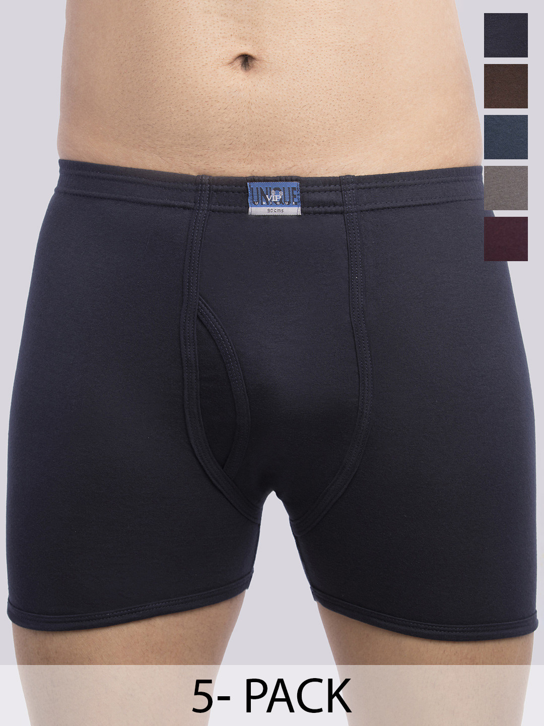 VIP Pack Of 5 Assorted Pure Cotton  Snug Fit Trunks- VP-MI-TR-UNICL-10P-PO5-80