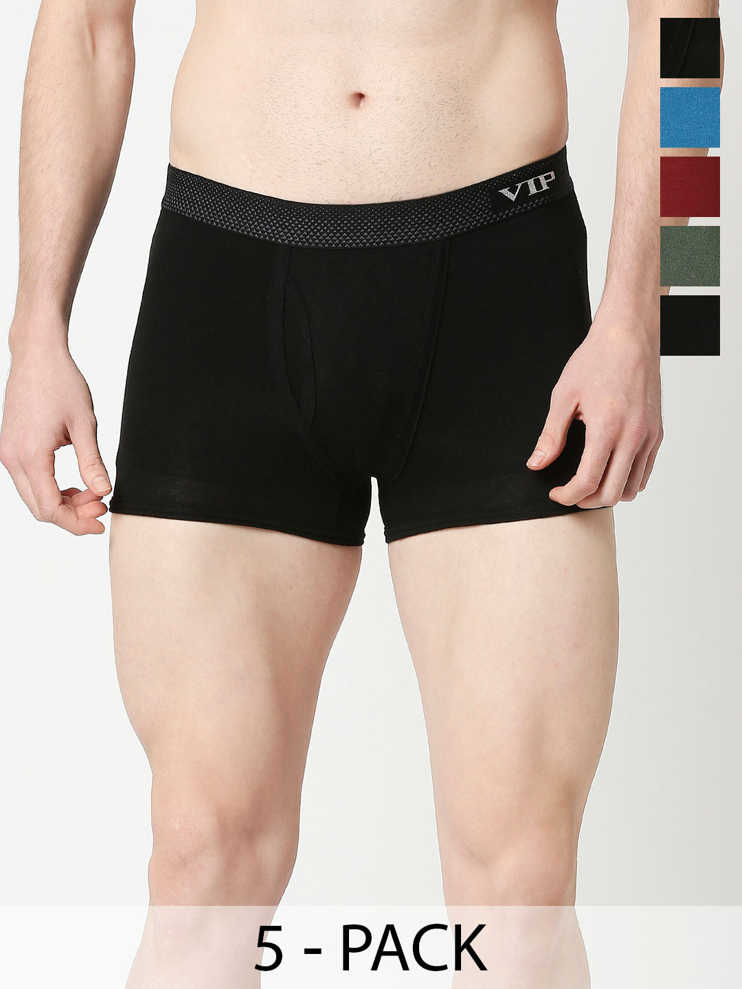VIP Pack Of 5 Assorted Snug Fit Trunks- VP-MI-TR-SNSRY-10P-PO5-XL