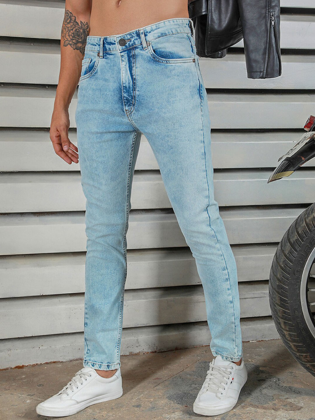 High Star Men Straight Tappered Fit Heavy Fade Cotton Jeans