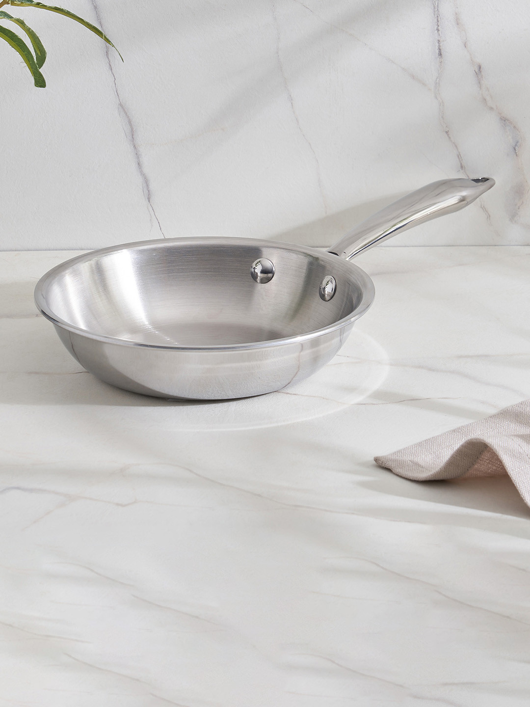 Home Centre Valeria Carin Silver Toned Stainless Steel Frying Pan