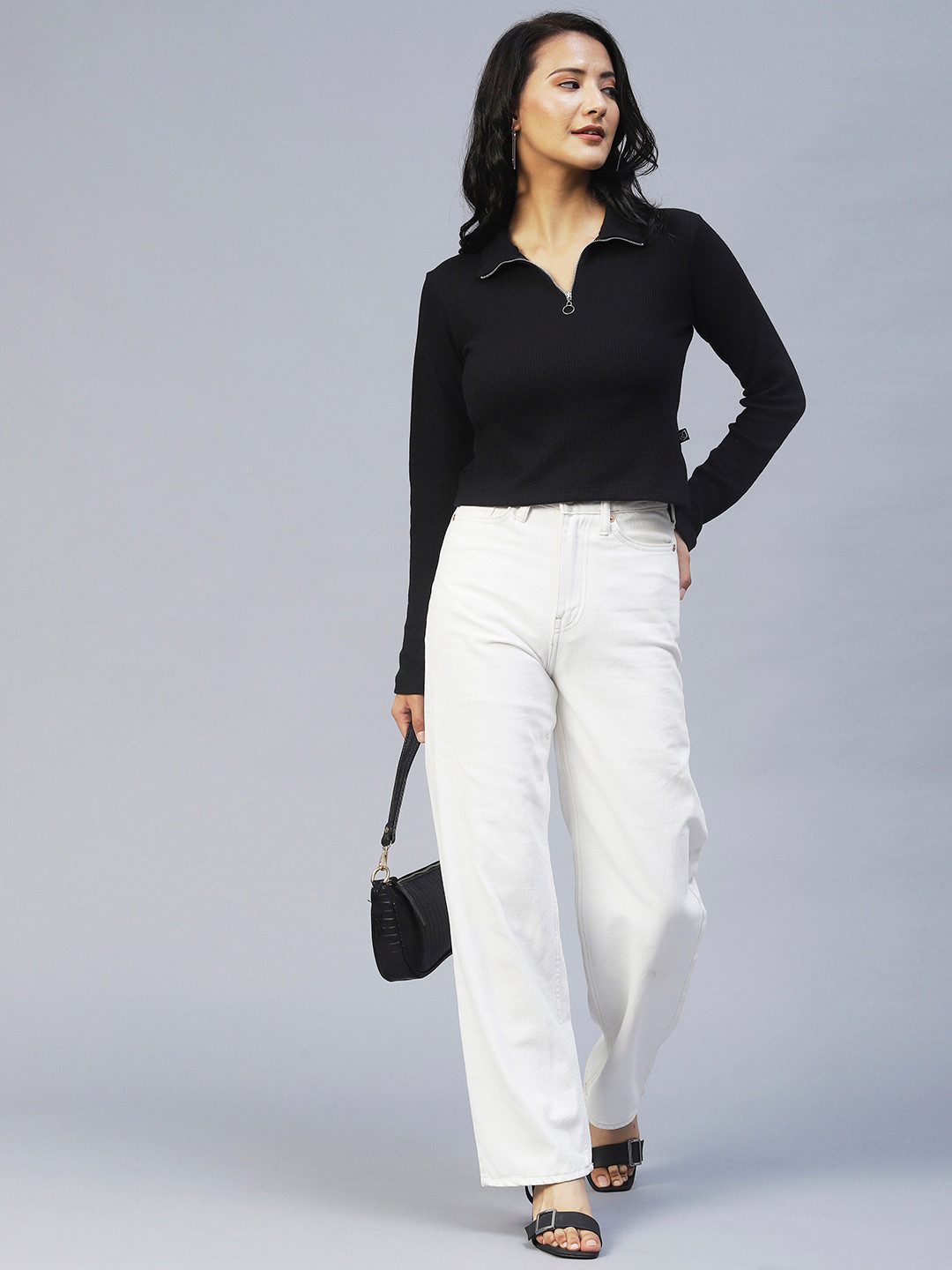 Rigo Full Sleeved Ribbed Crop Top