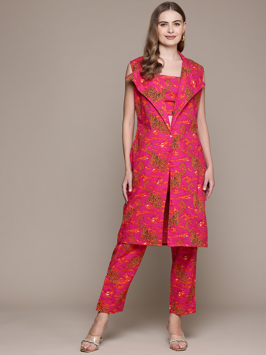 Readiprint Pure Cotton Tigger Print Top and Palazzo with Shrug Co-ord Set