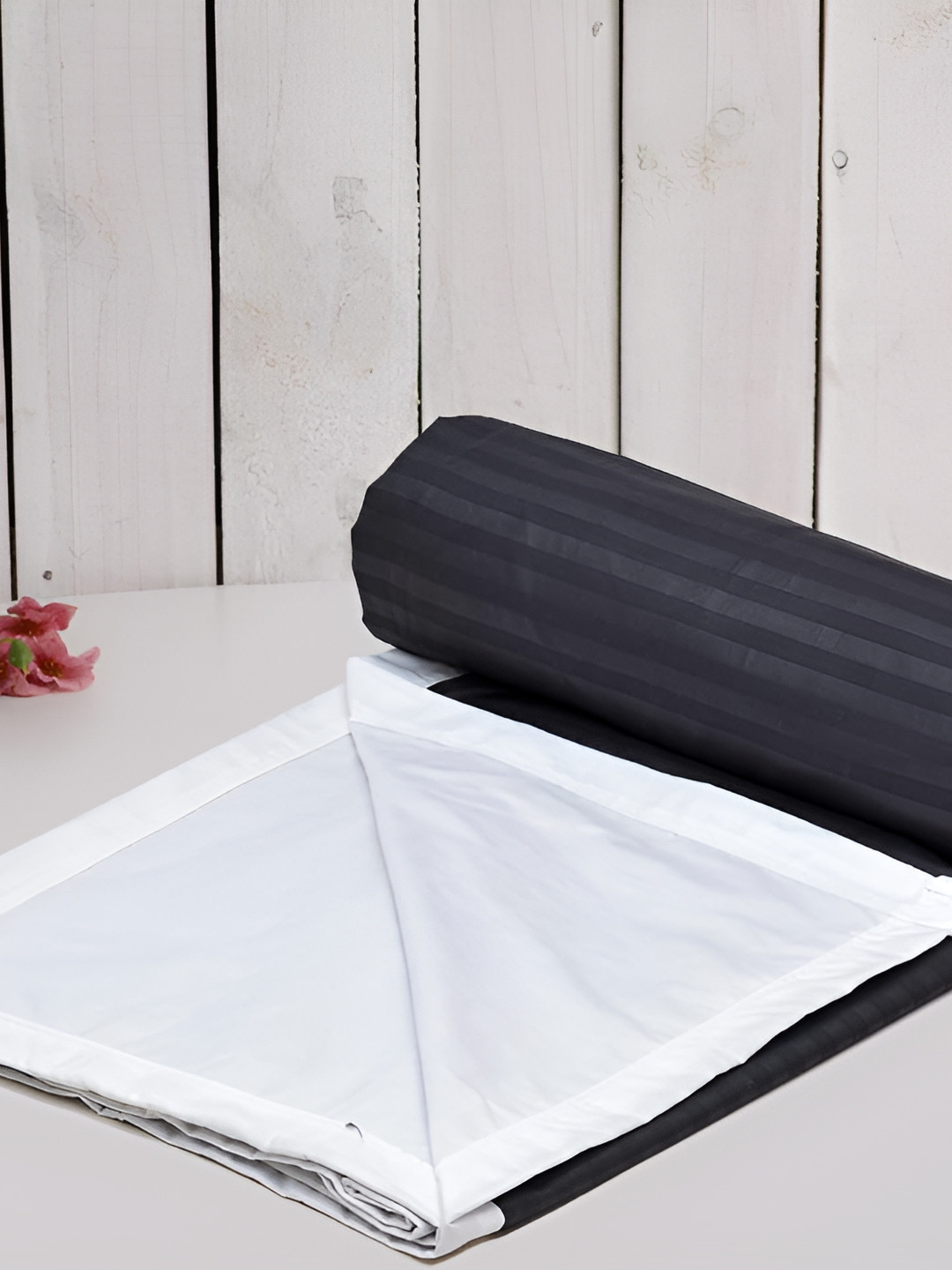 RRC Black & White Striped Microfiber AC Room 150 GSM Double Bed Dohar