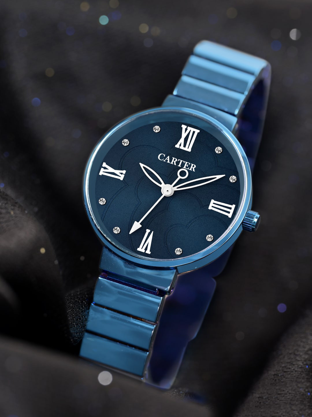 Sandy D Carter Women Embellished Dial & Bracelet Style Straps Analogue Watch SDC24-42-BL