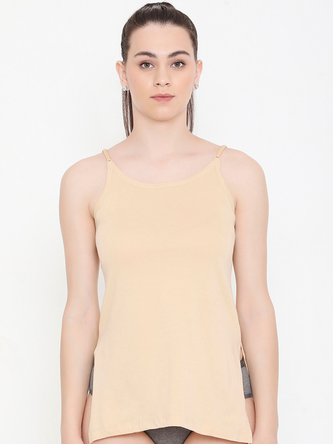 Feelings Non Padded Pure Cotton Kurti Slip Camisole with Adjustable Straps