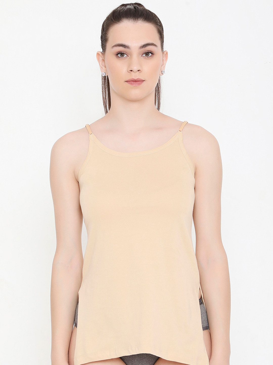 Feelings Non Padded Pure Cotton Kurti Slip Camisole with Adjustable Straps