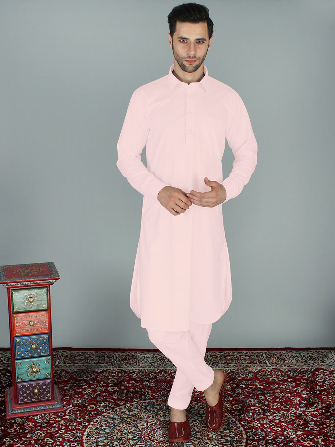 Exotic India Pure Cotton Pathani Kurta Pajama Set