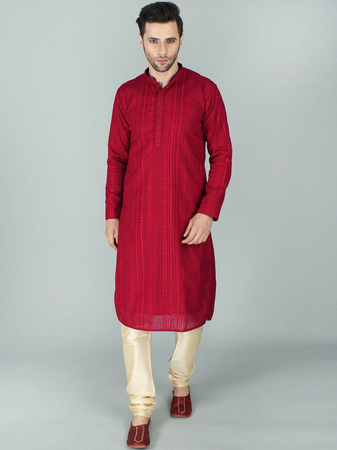 Exotic India Intricate Chikankari Kurta Pyjama Set