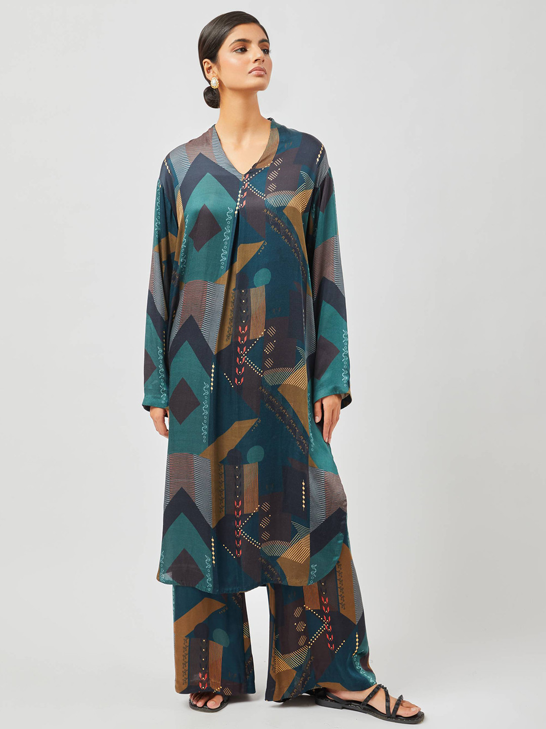 Contemponari Printed Top & Palazzos Coords