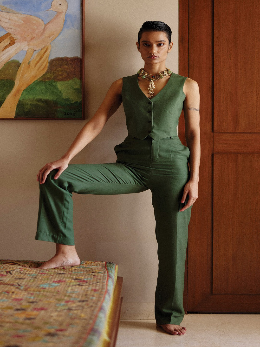 Contemponari Linen Top & Trousers Co-Ords Set