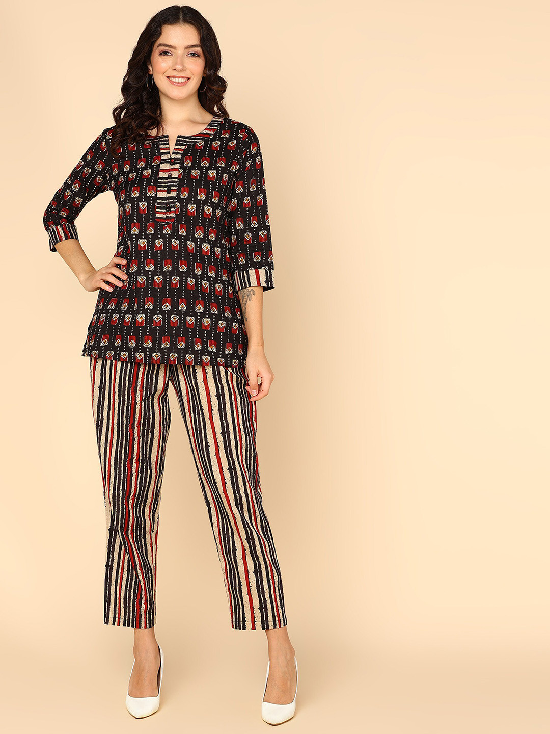 Shiv ali apparels Printed Pure Cotton Top & Trousers Co-Ords