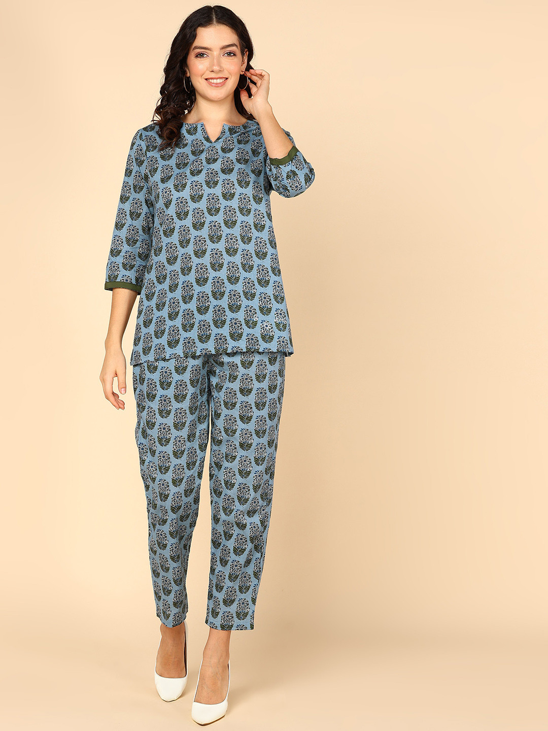 Shiv ali apparels Printed Pure Cotton Top & Trousers Co-Ords