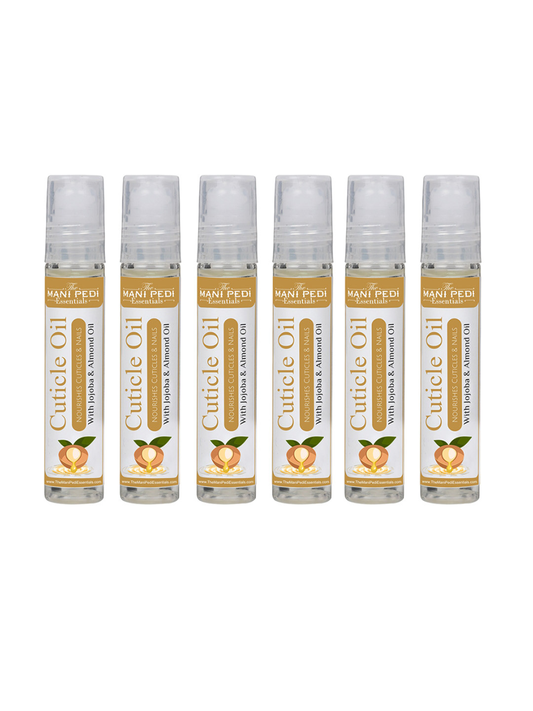 The Mani Pedi Essentials Set of 6 Cuticle Oil with Almond & Jojoba - 10 ml each