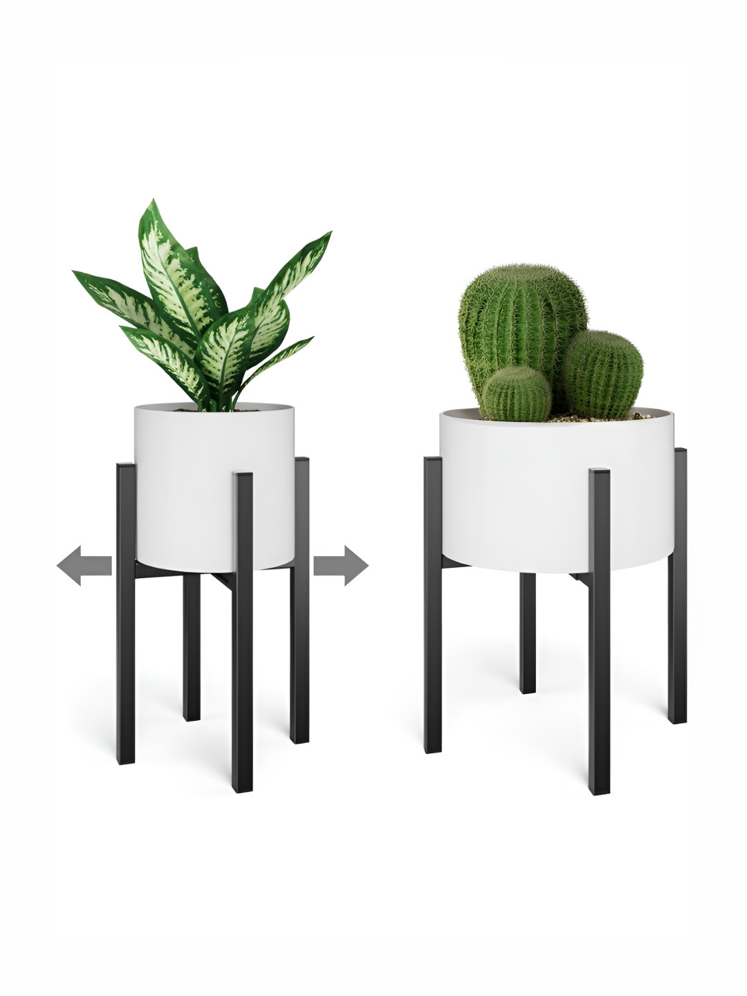 ecofynd Black Metal Adjustable Planter Stand