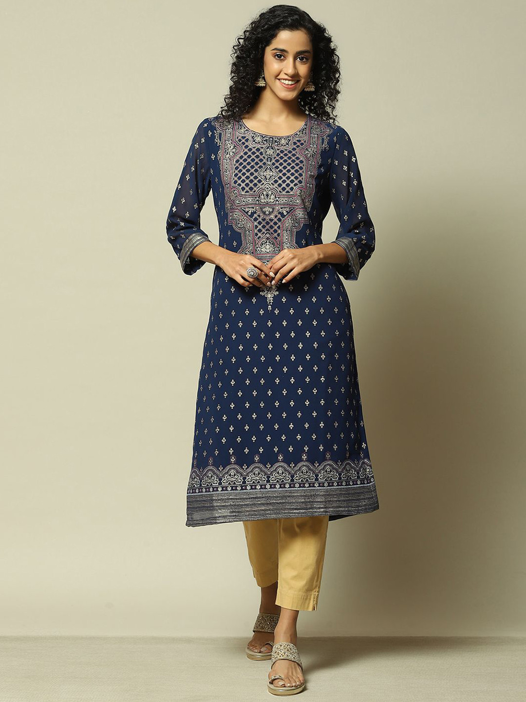 Rangriti Ethnic Motifs Printed Strigth Kurta