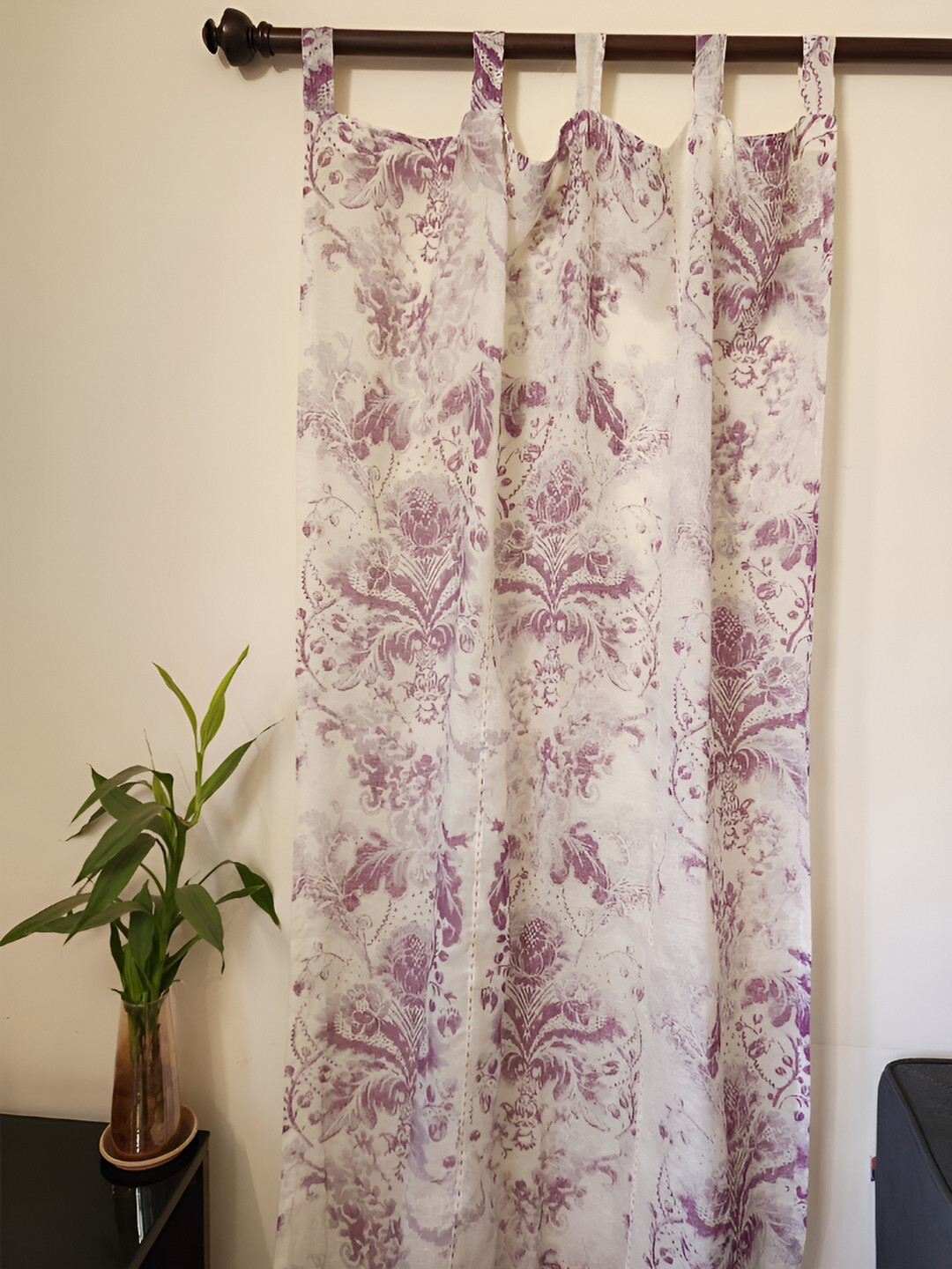 DESIGN GAATHA Purple & Off White Floral Sheer Door Curtain