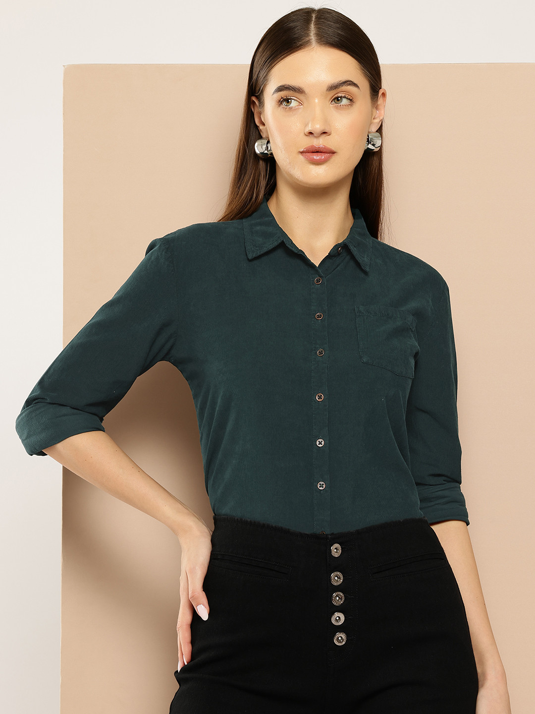 Chemistry Pure Cotton Corduroy Formal Shirt