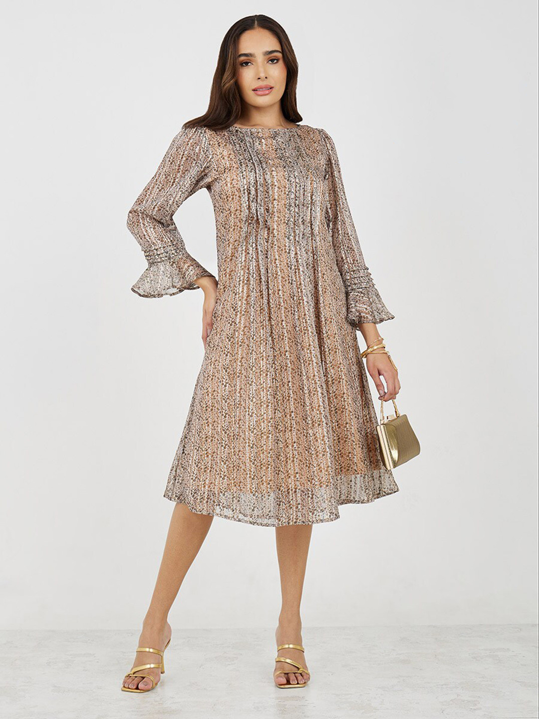 Styli Women Animal Print Shift Midi Dress