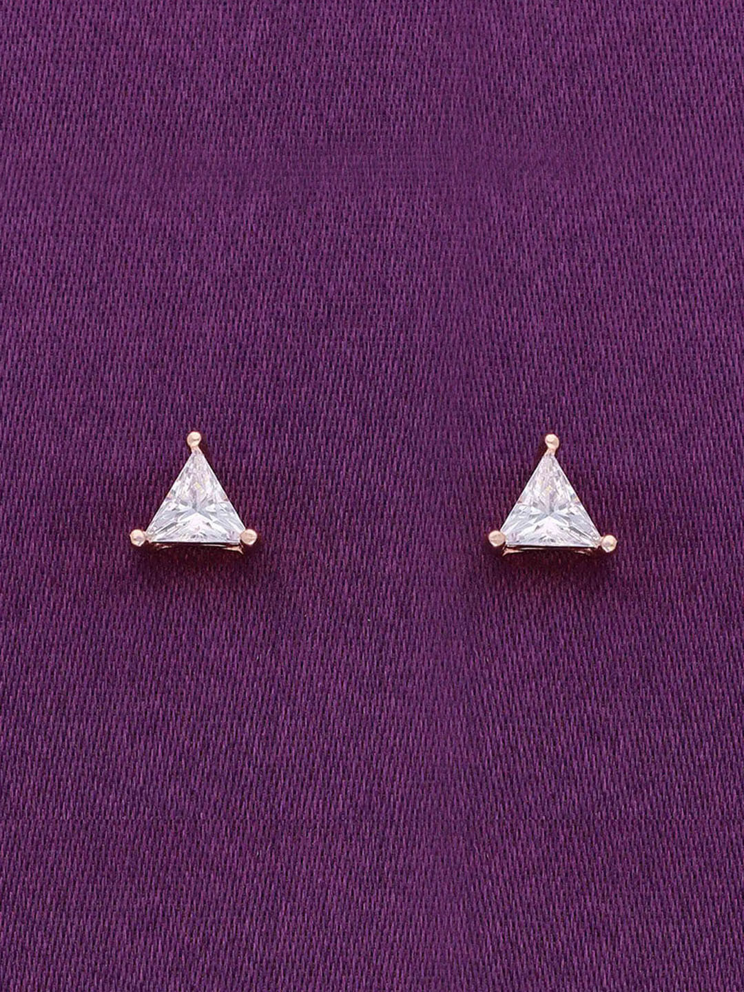 KAI JEWEL 92.5 Sterling Silver Rhodium-Plated Triangular Studs Earrings