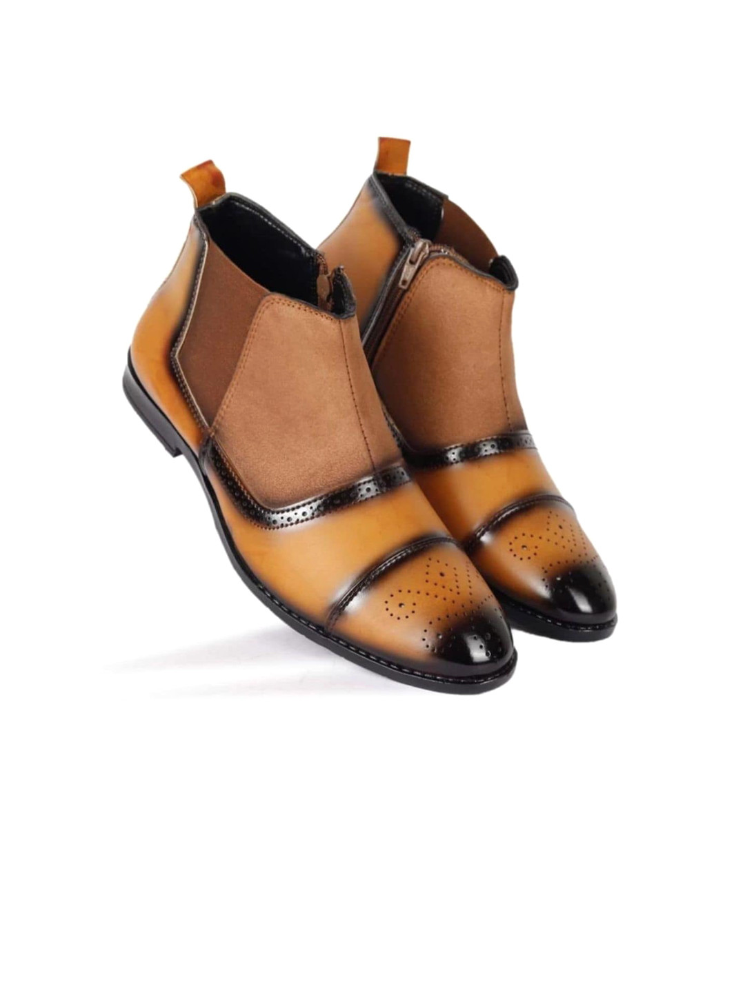 K Footlance Men Colourblocked Zipper Detail Mid Top Regular Boots