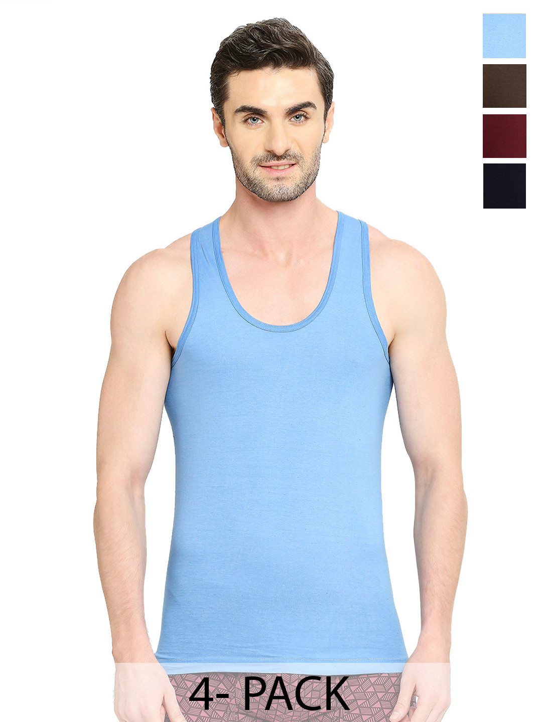 VIP Pack Of 4 Assorted Pure Cotton Innerwear Vests VP-MI-VS-SPCRN-10P-PO4-95