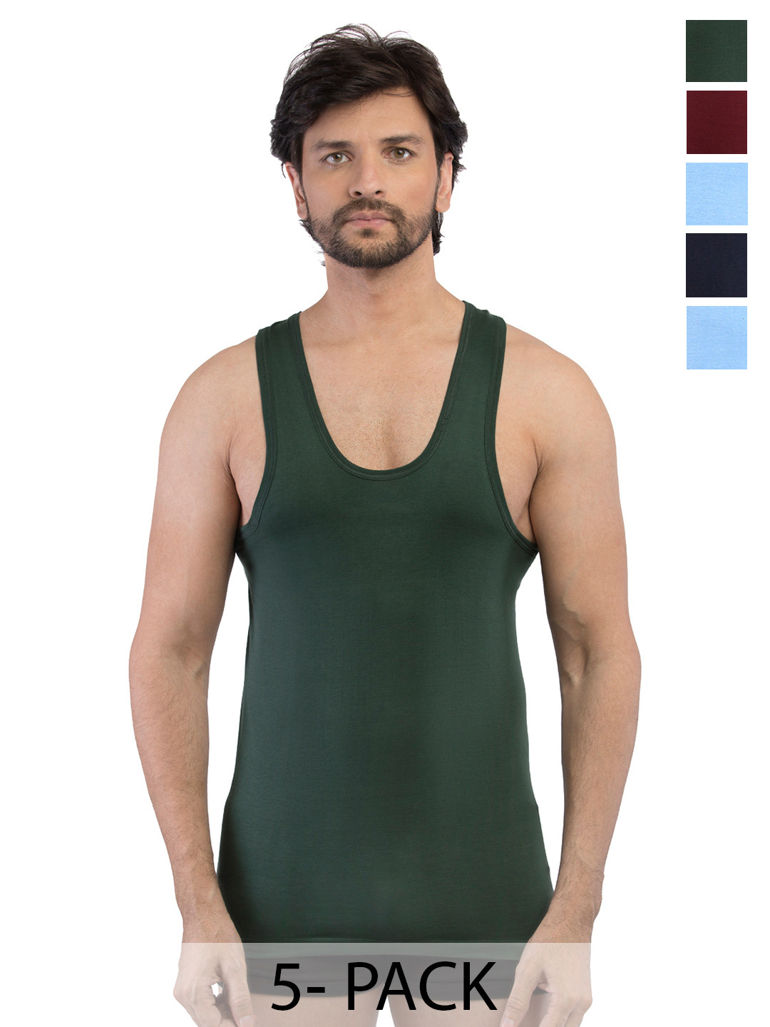 VIP Pack Of 5 Assorted Pure Cotton Innerwear Vests VP-MI-VS-SPCRN-10P-PO5-80