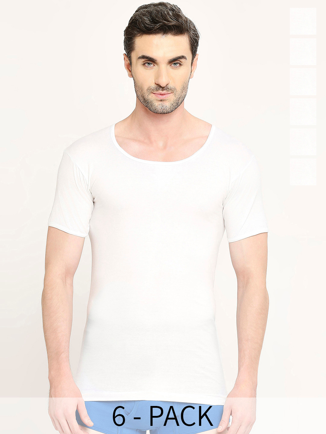 VIP Pack Of 6 Snug Fit Pure Cotton Undershirt Vests- VP-MI-VS-SPWRS-10P-PO6-95