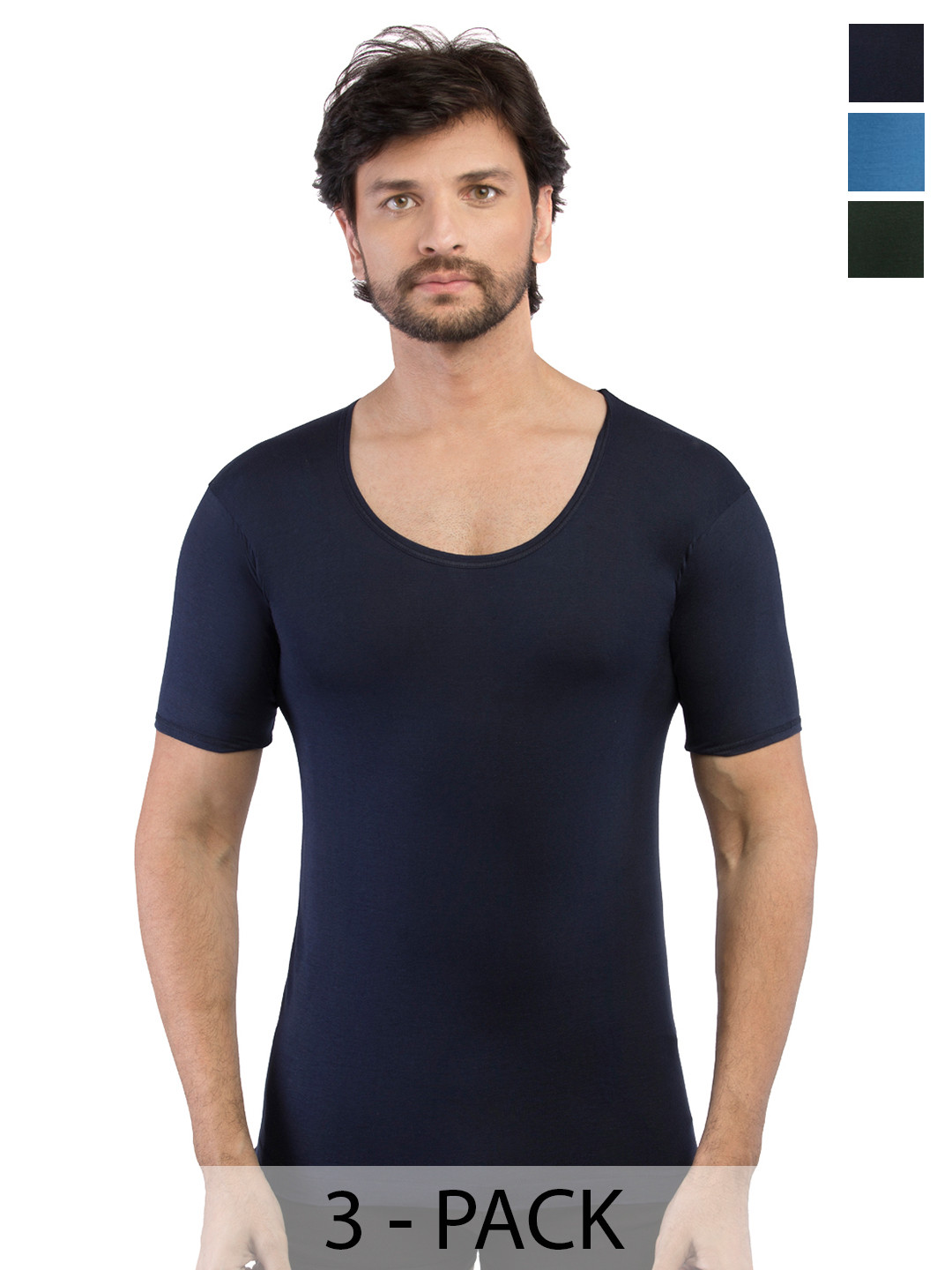 VIP Pack Of 3 Assorted Pure Cotton Innerwear Vests VP-MI-VS-SPCRS-10P-PO3-85