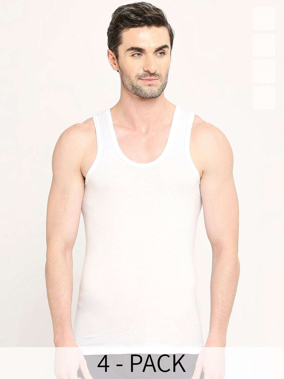 VIP Pack Of 4 Sweat-Absorbing Pure Cotton Basic Innerwear Vests